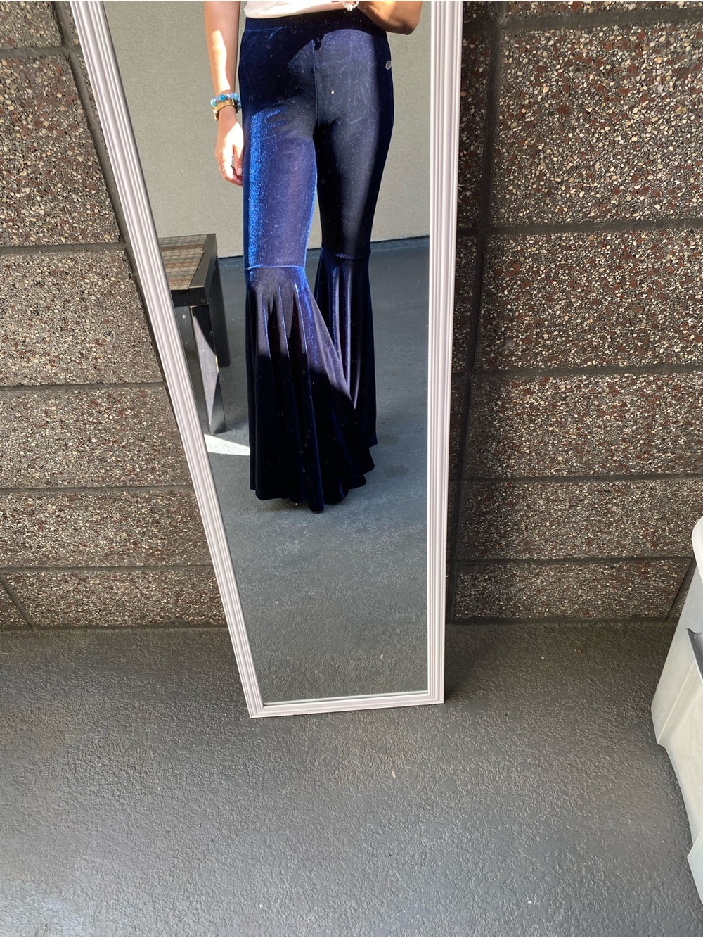 Sparkle Velvet Flare Pants in Navy Blue